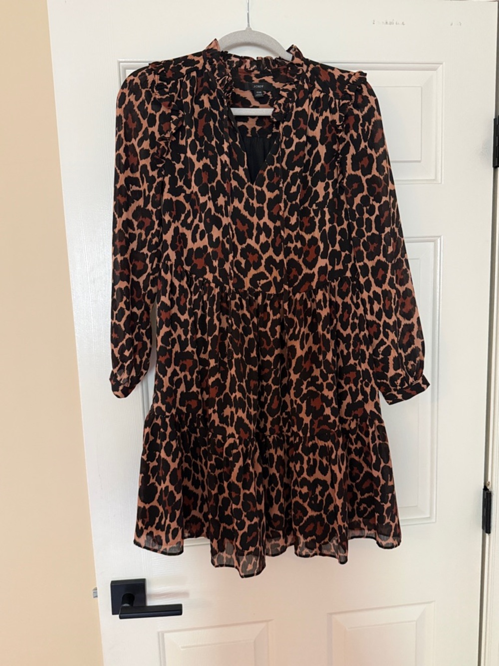 J. Crew Leopard-Print Tiered Dress in Brown and Black